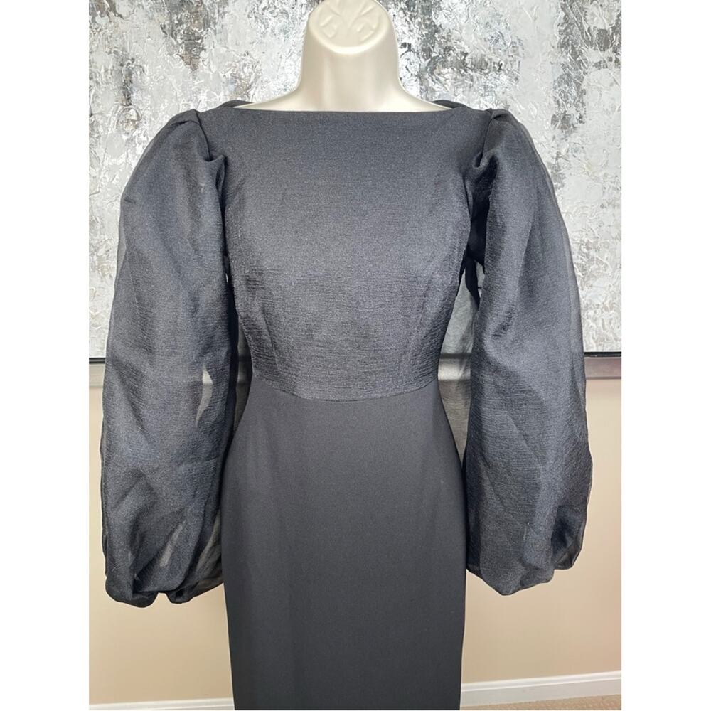SOLACE LONDON Ziya Puff Sheer Balloon Sleeve Black Maxi Dress Size 2 - Picture 5 of 9